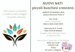 Sabato 25 marzo, nel parco del Maira in piazza Giovanni Paolo II alle ore 10.30  “Nuovi nati. Piccoli buschesi crescono”